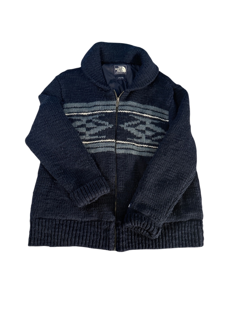 The North Face Heritage Kadow Full-Zip Knit Sweater Jacket Navy Blue Large